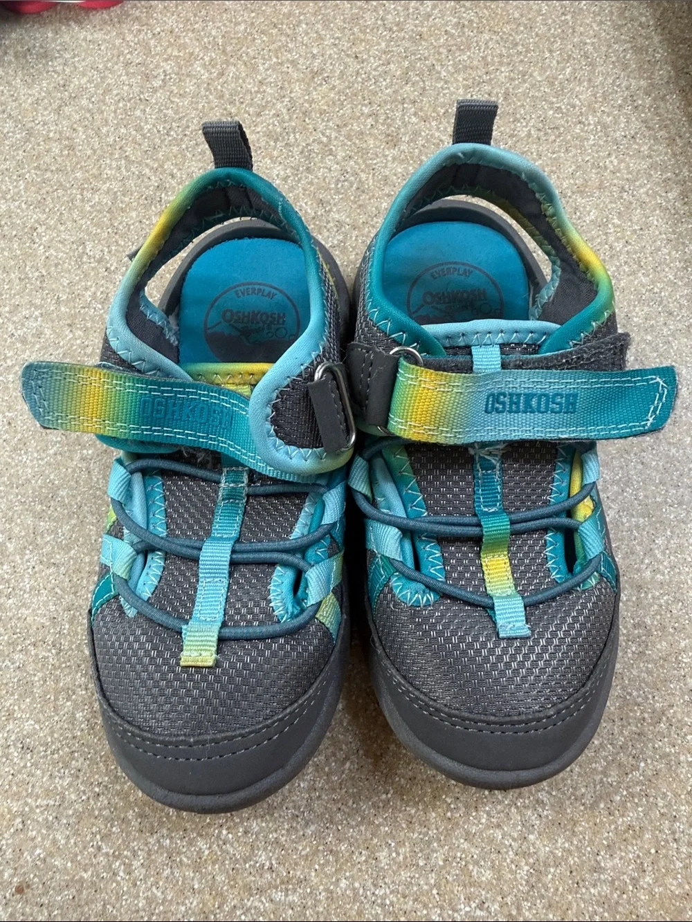 OshKosh B'gosh Teal, Yellow & Gray Kids' Sneaker Sandals, Sz 9 M